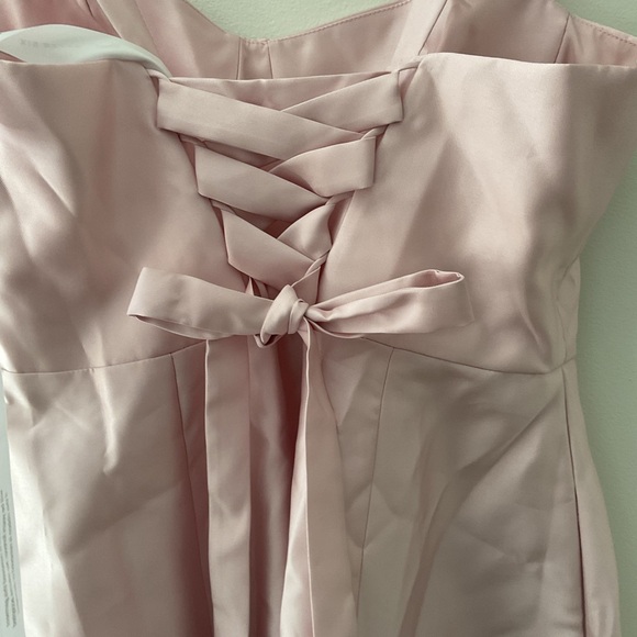 ALFRED SUNG Lace-Up Bustier Full Skirt Pockets Satin Pink Maxi Dress NWT 12 - Picture 8 of 12